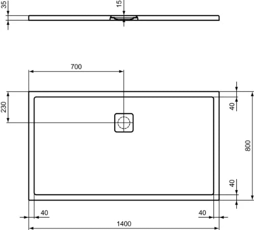 Ideal Standard Ultra Flat Evo receveur de douche 1400 x 800 x 35 mm - blanc mat