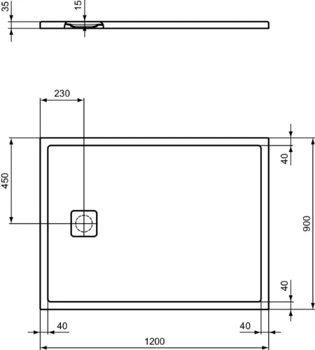 Ideal Standard Ultra Flat Evo receveur de douche 1200 x 900 x 35 mm - blanc mat
