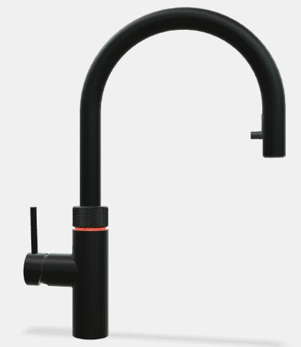 Quooker robinet flex - eau froide - chaude et bouillante - bouton-poussoir (deux fois) rotatif avec sécurité enfants et aérateur extractible - noir