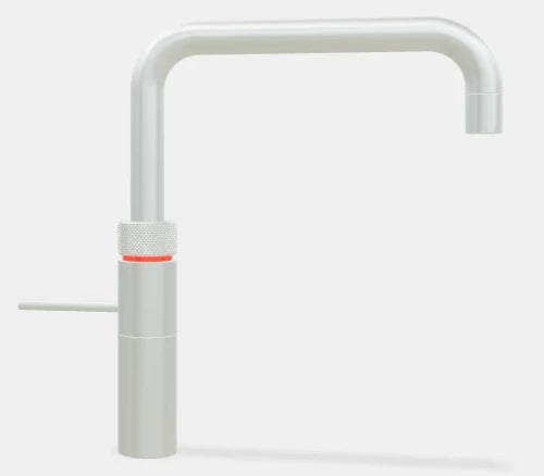 Quooker robinet fusion square  - robinet à eau froide - chaude et bouillante avec bouton-poussoir (deux fois) rotatif avec sécurité enfants - acier inoxidable