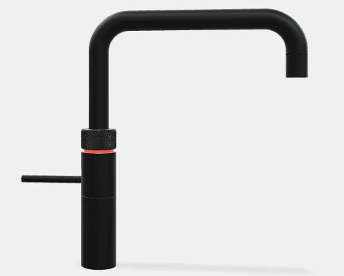 Quooker robinet fusion square  - robinet à eau froide - chaude et bouillante avec bouton-poussoir (deux fois) rotatif avec sécurité enfants - noir