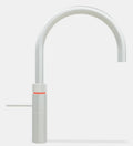 Quooker robinet fusion round  - robinet à eau froide - chaude et bouillante avec bouton-poussoir (deux fois) rotatif avec sécurité enfants - acier inoxidable