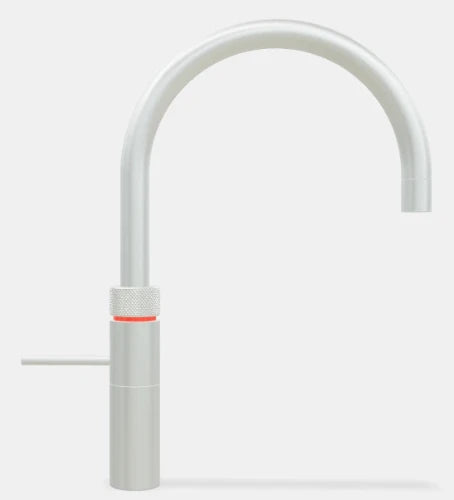 Quooker robinet fusion round  - robinet à eau froide - chaude et bouillante avec bouton-poussoir (deux fois) rotatif avec sécurité enfants - acier inoxidable