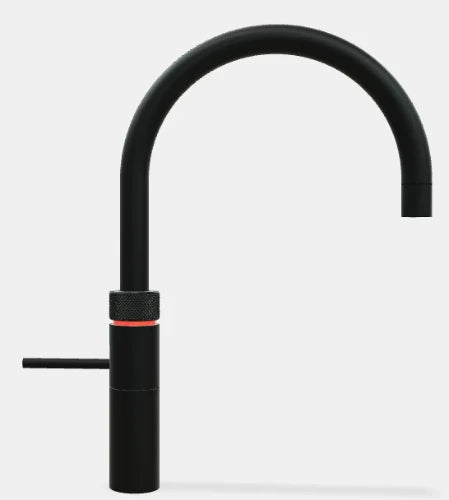 Quooker robinet fusion round  - robinet à eau froide - chaude et bouillante avec bouton-poussoir (deux fois) rotatif avec sécurité enfants - noir