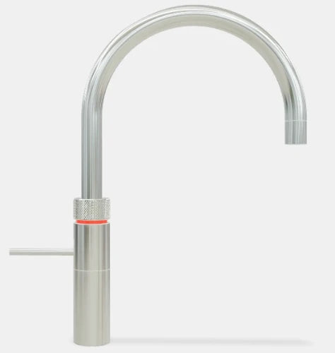 Quooker robinet fusion round  - robinet à eau froide - chaude et bouillante avec bouton-poussoir (deux fois) rotatif avec sécurité enfants - chromé