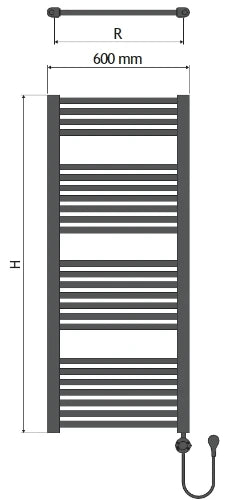 Procasa Calore Squaro radiateur sèche-serviettes électrique à tube carré 1800 x 600 mm - 1000W - thermostat inclus - noir mat