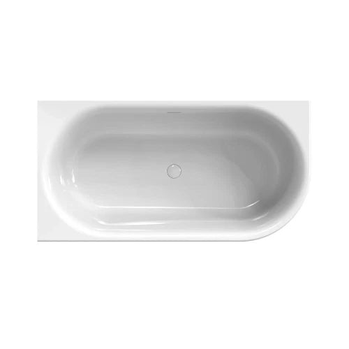Xenz Fay XS gauche baignoire pose libre 1550 x 800 mm blanc+trop-plein ronde, vidage blanc brillant