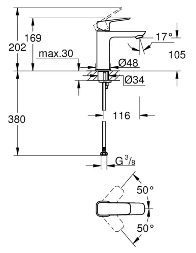 Grohe Cubeo M mitigeur de lavabo sans vidange - chromé