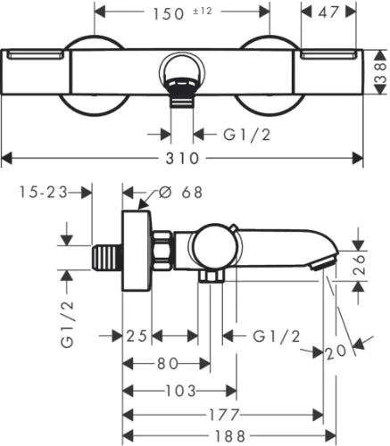 Hansgrohe Ecostat élément robinet thermostatique bain - chromé