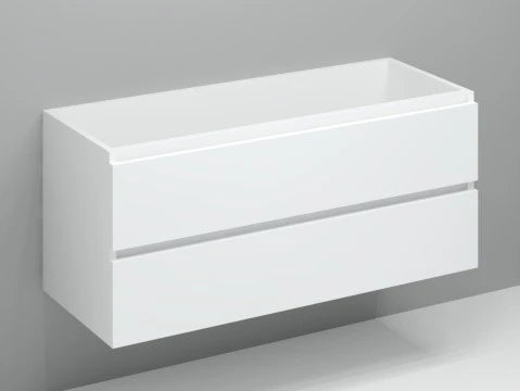 Procasa Kivu sous-meuble avec 2 tiroirs sans poignées découpe gauche 1200 x 475 x 520 mm - blanc