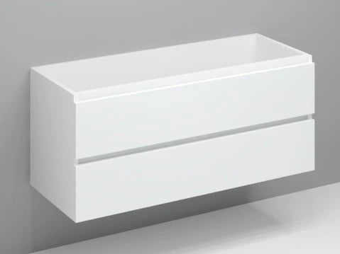Procasa Kivu sous-meuble avec 2 tiroirs sans poignées découpe droite 1200 x 475 x 520 mm - blanc