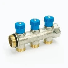 Begetube WP collecteur nickelé avec vannes de réglage avec manette bleue 4/4 - 3 x M24