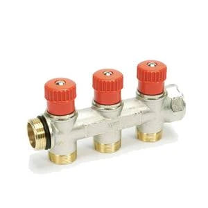 Begetube WP collecteur nickelé avec vannes de réglage avec manette rouge 3/4 - 4 x M24