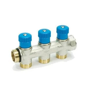 Begetube WP collecteur nickelé avec vannes de réglage avec manette bleue 3/4 - 4 x M24