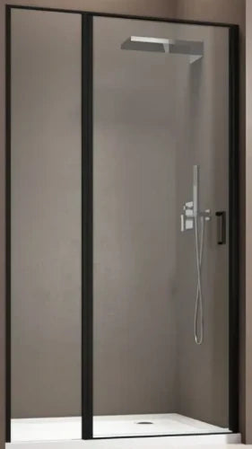 Aquaconcept Factor 403 porte de douche pivotante avec partie fixe 1150-1190 mm - noir mat - transparent - traitement du verre: AquaClean