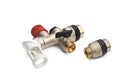 ProOne groupe de sécurité boiler - évacuation pivotante MF EK3/4 x 3/4 - avec 2 raccords électrolyse - siège inox - rouge