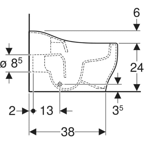 Geberit Bambini cuvette à poser enfant Rimfree - sans bride - 275 x 440 mm - sans trous pour abattant - blanc