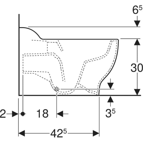 Geberit Bambini floor-standing WC for children, washdown WC, Rimfree, for WC seat: T min.=53cm, Blanc
