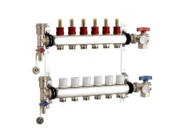 Riifo UFH collecteur inox avec vannes & débitmètres 1-5l/min - purgeurs automatiques en robinet de vidage 4/4 - 7 x EK3/4