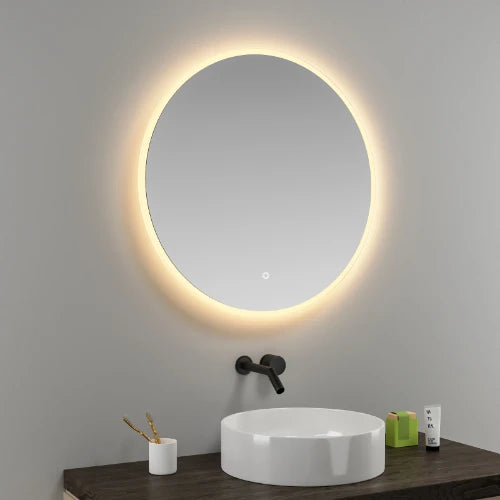 Procasa Universal panneau miroir rond 800 x 800 mm - avec éclairage led - anti-buée - capteur - dimmable