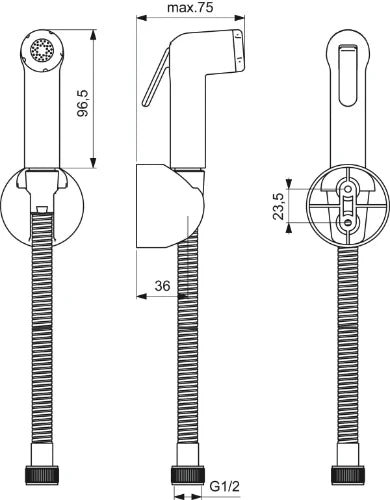 Ideal Standard IdealSpray set douchette hyghiénique avec support - IdealFlex 1/2 x 1250 mm - chromé