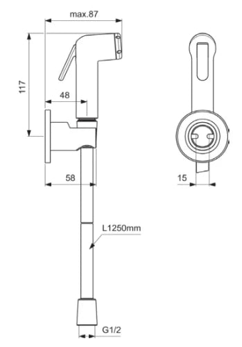 Ideal Standard IdealSpray douchette hygiénique avec support mural et idealflex 1250 mm silk black