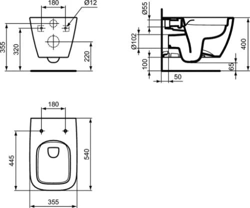 Ideal Standard i.life B wc suspendu rimls+® (en emballage prêt à porter)