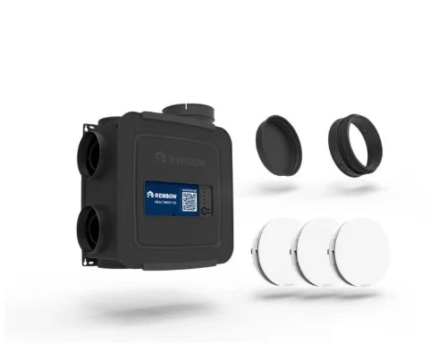 Renson système C+ Healthbox Go unité de ventilation + 3 vannes Aeroo blanches rondes