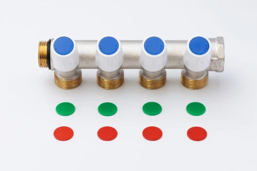ProOne WP collecteur avec vannes de réglage avec indicateurs (Rouge/Blue/Vert) - 3/4 - 4 x EK3/4M