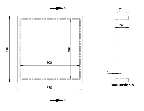 Procasa Vivo niche encastrée 300 x 300 x 70 mm - Brushed Nickel PVD - brossé mat PVD