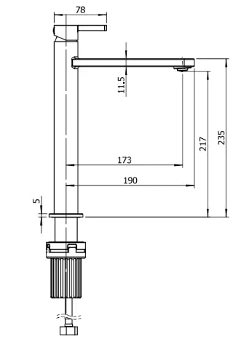 Procasa Vivo mitigeur de lavabo sans vidage - bec droit - démarrage à froid - Brushed Copper PVD - cuivre brossé PVD
