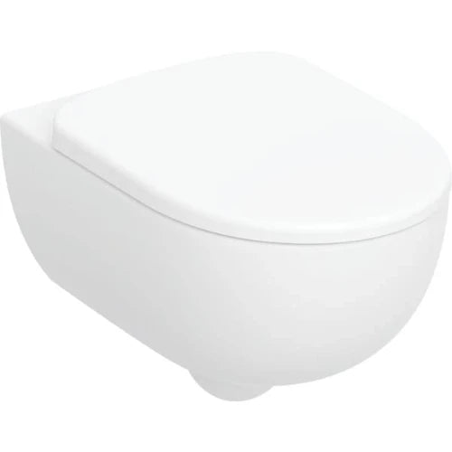 Geberit Selnova cuvette suspendue Premium PACK Rimfree (cuvette suspendue + abattant) sans bride - blanc - à fond creuxer - avec bride