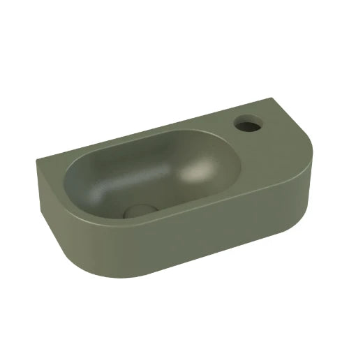 Procasa Jules 2.0 lave-mains arondi 400 x 200 x 100 mm - vert mat - trou de robinet droite - sans trop-plein
