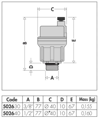 Caleffi 502 Robocal purgeur automatique 3/8 - laiton