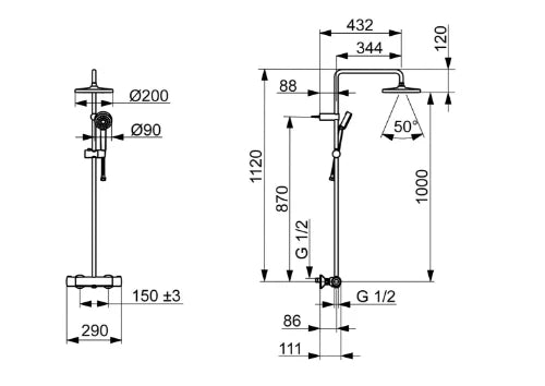 Hansa HansaBasic thermostat de douche avec set de douche 1-jet avec douche à effet pluie avec barre et flexible 1500 mm - chromé