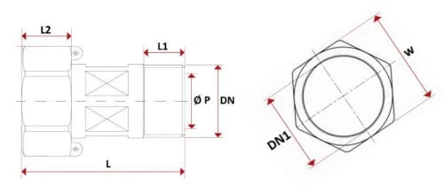 MessingFit Messing raccord pour compteur d'eau 5/4 x 4/4 - avec joint - prix par pièce