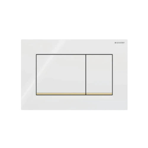 Geberit Sigma 20 (ex Sigma 30) plaque de commande - blanc or pour réservoir synthétique à encastrer 2 boutons de commande - or en bas de boutons