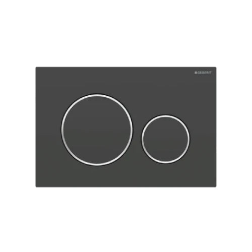 Geberit Sigma 20 plaque de commande - noir mat - avec 2 touches - synthétique anneaux design chromé brillant
