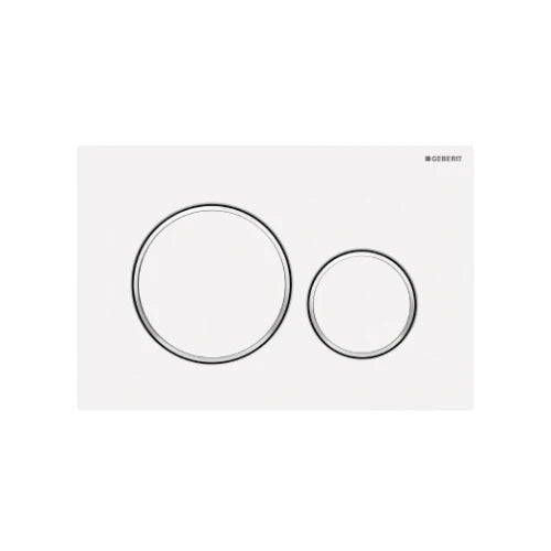 Geberit Sigma 20 plaque de commande - blanc mat - avec 2 touches - synthétique anneaux design chromé brillant