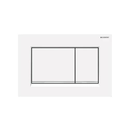 Geberit Sigma 20 (ex Sigma 30) plaque de commande - blanc mat - avec 2 touches - bande design synthétique chromé brillant