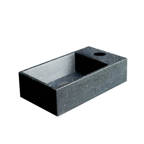 Procasa Thiny lave-mains 400 x 220 mm - granit adouci - avec trou de robinet droite - sans trop-plein