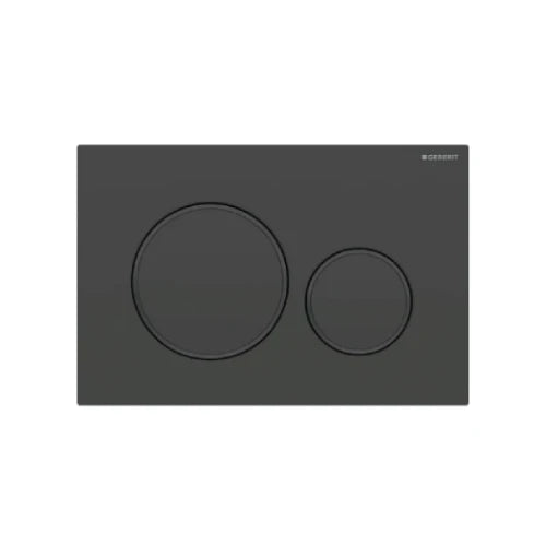 Geberit Sigma 20 plaque de commande - noir mat - avec 2 touches - anneaux design en noir