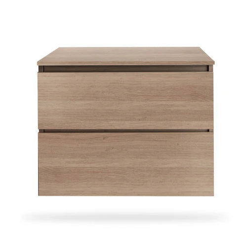 Procasa Kivu sous-meuble avec 2 tiroirs sans poignées 700 x 475 x 520 mm - smoked oak - découpe centrale