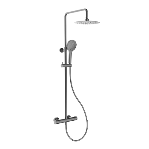 Procasa Rondo showerset Safetouch reglable en hauteur - Gun Metal PVD - acier mat