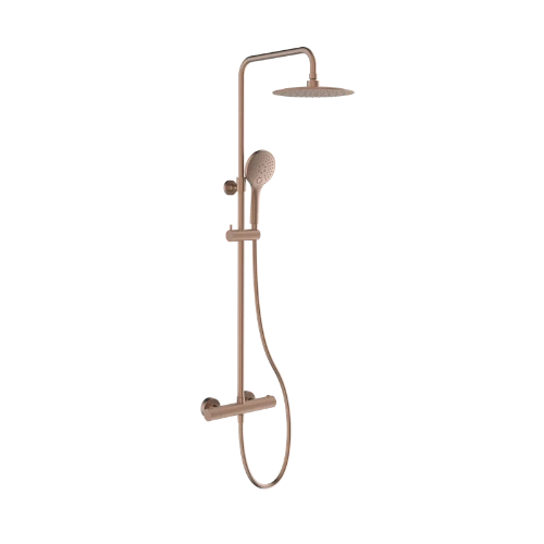 Procasa Rondo showerset Safetouch reglable en hauteur- cuivre brossé PVD