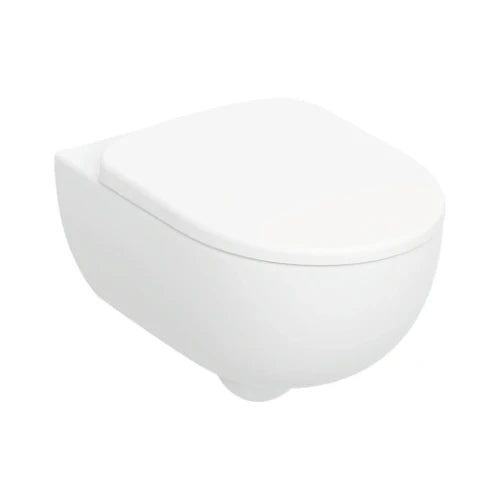 Geberit Selnova cuvette suspendue Premium PACK Rimfree (cuvette suspendue + abattant) sans bride - blanc - à fond creuxer - avec bride