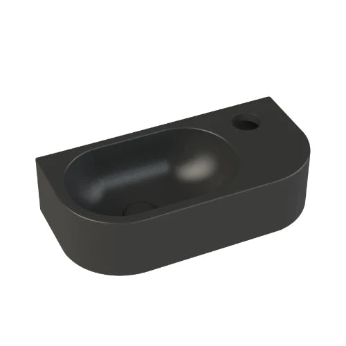 Procasa Jules 2.0 lave-mains arondi 400 x 200 x 100 mm - noir mat - trou de robinet droite - sans trop-plein