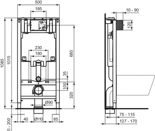 Ideal Standard Prosys bâti-support pour wc suspendue - finition neutre