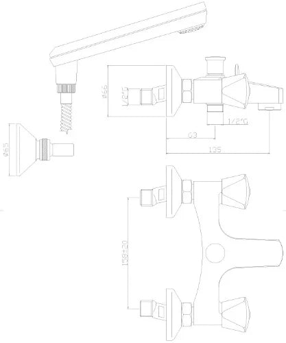 Paffoni Etoile mélangeur bian/douche avec inverseur, douchette et flexible - chromé