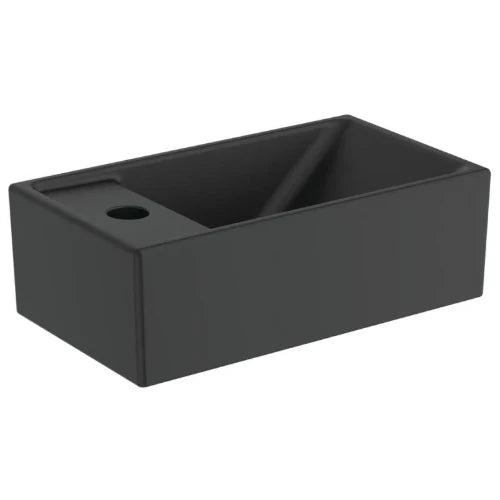 Ideal Standard i.life S lave-mains 370 x 210 mm - noir mat - avec trou de robinet gauche - sans trop-plein
